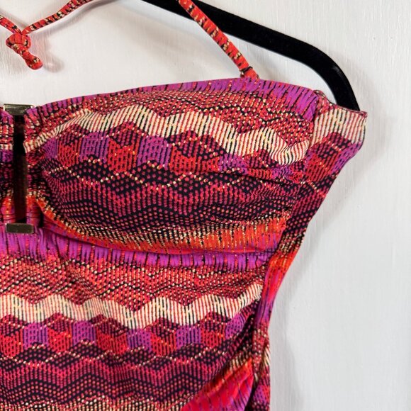 La Blanca Multicolor Metallic Zigzag Bandeau Tankini Top – Size 10 - Picture 3 of 9